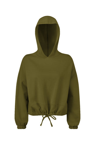 CS Casual Ladies' Cropped Oversize Hooded Sweatshirt