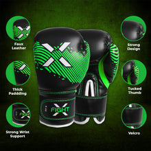 Load image into Gallery viewer, Fightx Kids Boxing Gloves for 3-8 Years, Punching Bag Training Youth Boxing Gloves for 8-12, Kids MMA Gloves Junior Kickboxing Muay Thai Glove 4-6oz Toddler UFC Boxing Gloves (Black/Green, 6oz)