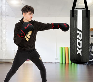 RDX Kids Boxing Gloves Sparring and Muay Thai Maya Hide Leather, Kara Patent Pending Junior Training Mitt for Kickboxing, Punching Bag, Focus Pads, MMA, Thai Pad, Double End Ball Punching Gloves