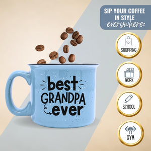 Papa Bear 15 oz Coffee Mug for Dad, Father, Grandpa, Husband - Unique Fun Gifts for Men, Father's Day, Christmas (Best Grandpa Ever Blue)