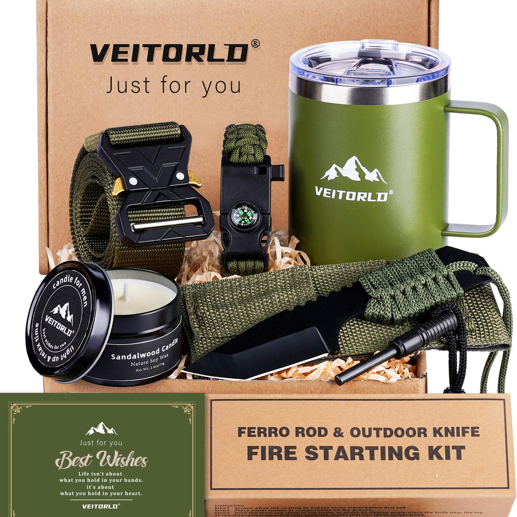 Veitorld Gifts Box for Men, Gifts Set for Man, Cool Birthday Gifts for Him Brother Guys Boyfriend Husband from Wife, Unique Father Day Dad Gifts from Daughter Son, Outdoor Camping Presents