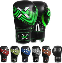 Load image into Gallery viewer, Fightx Kids Boxing Gloves for 3-8 Years, Punching Bag Training Youth Boxing Gloves for 8-12, Kids MMA Gloves Junior Kickboxing Muay Thai Glove 4-6oz Toddler UFC Boxing Gloves (Black/Green, 6oz)