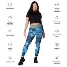 Load image into Gallery viewer, Blue TCR Crossover leggings with pockets