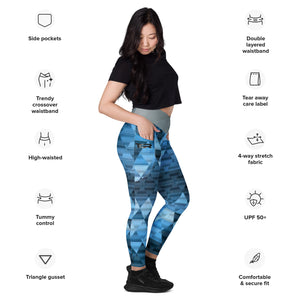 Blue TCR Crossover leggings with pockets